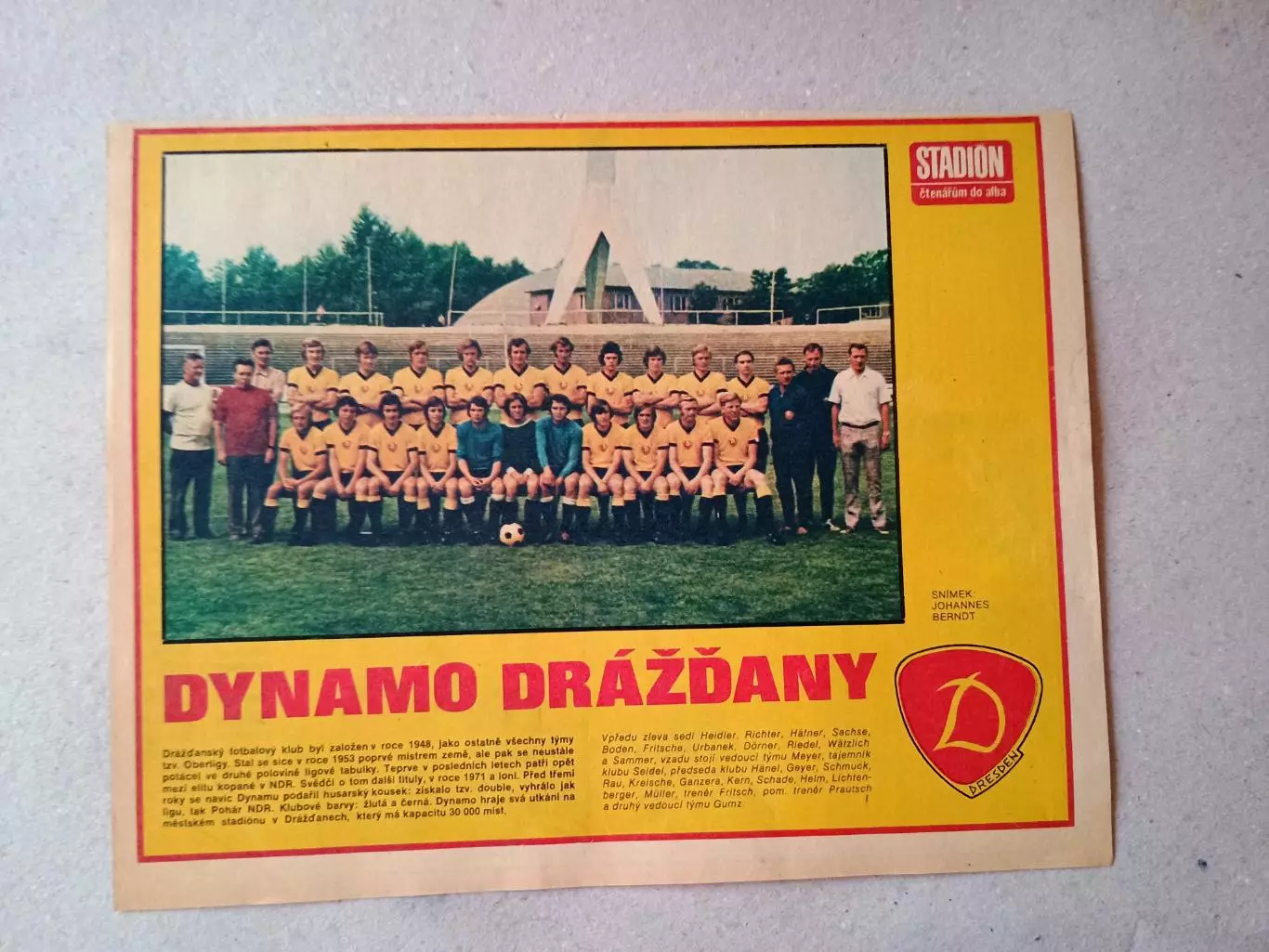 Плакат из журнала ,,Stadion- Dynamo Dresden 4