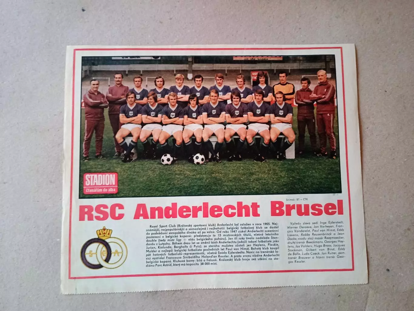 Плакат из журнала ,,Stadion- Anderlecht 3