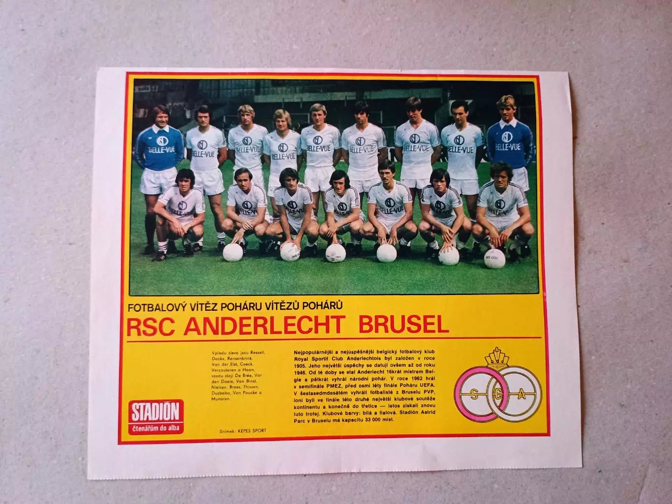Плакат из журнала ,,Stadion- Anderlecht 5