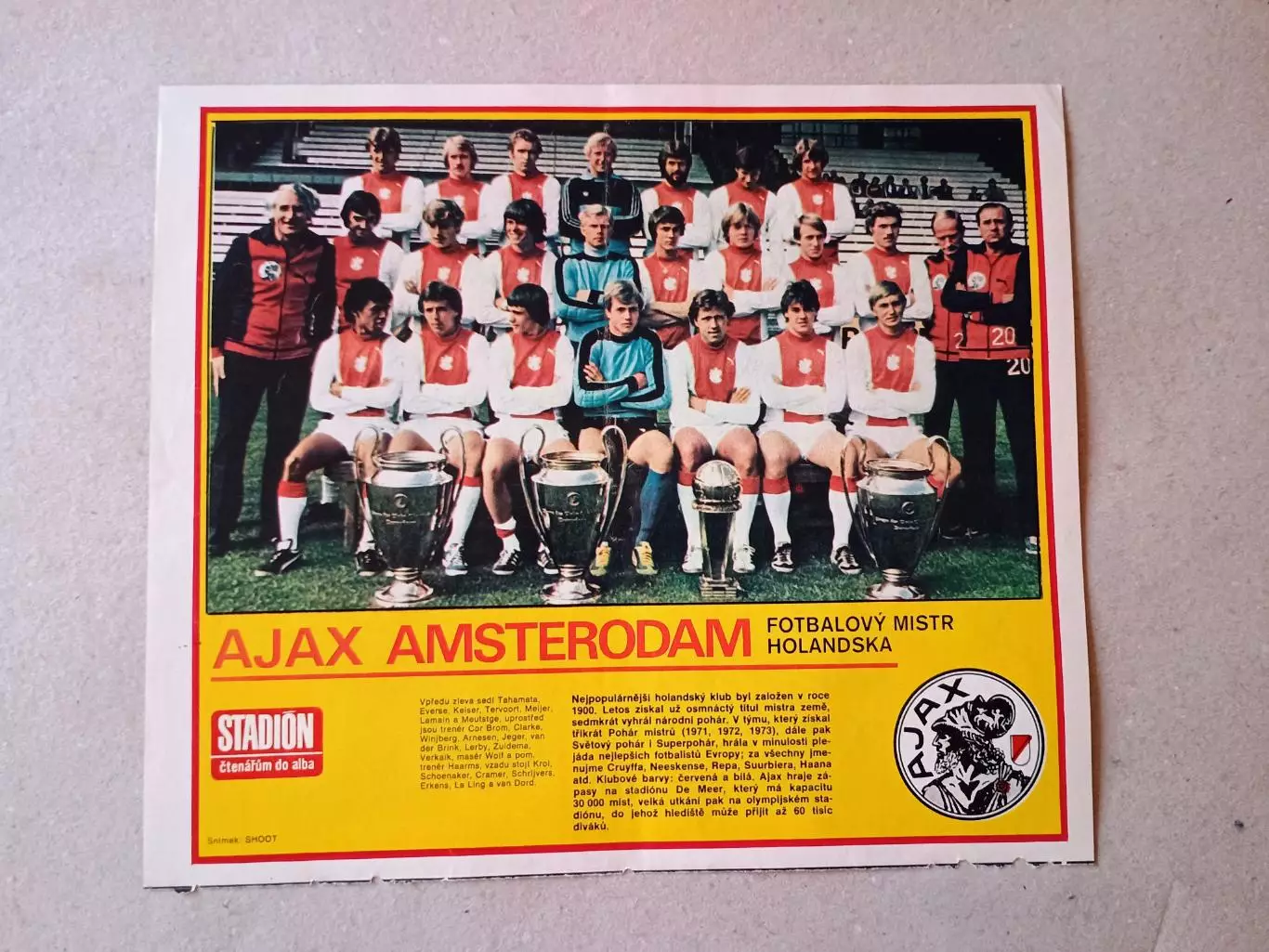 Плакат из журнала ,,Stadion- Ajax 2
