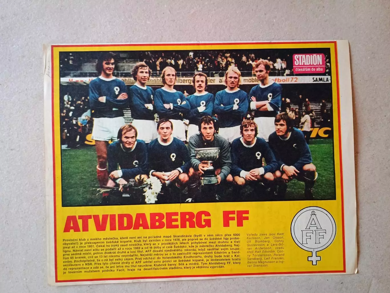 Плакат из журнала ,,Stadion- Atvidaberg 2