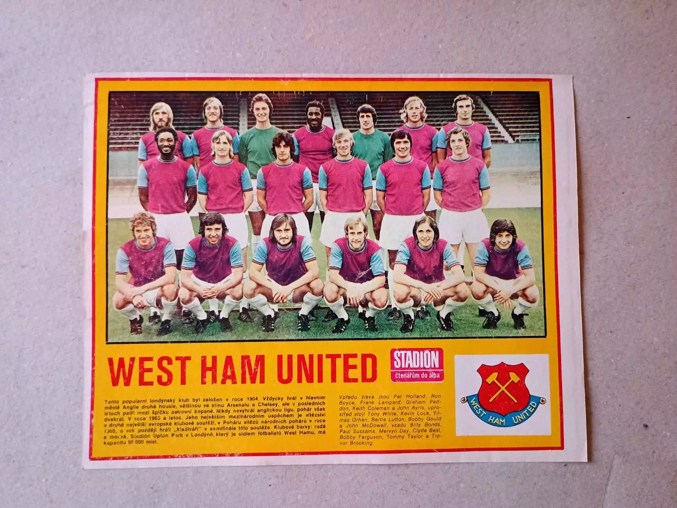 Плакат из журнала ,,Stadion- West Ham 2