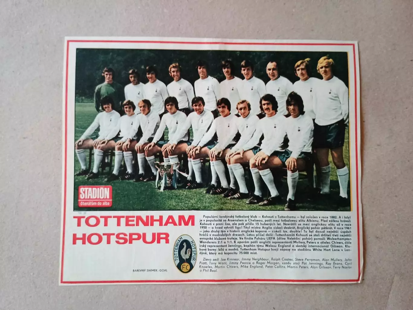 Плакат из журнала ,,Stadion- Tottenham