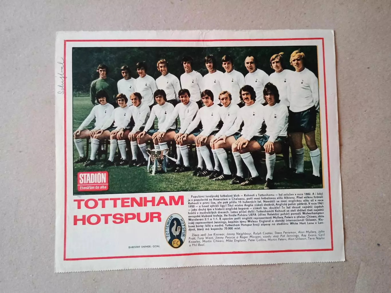 Плакат из журнала ,,Stadion- Tottenham 2