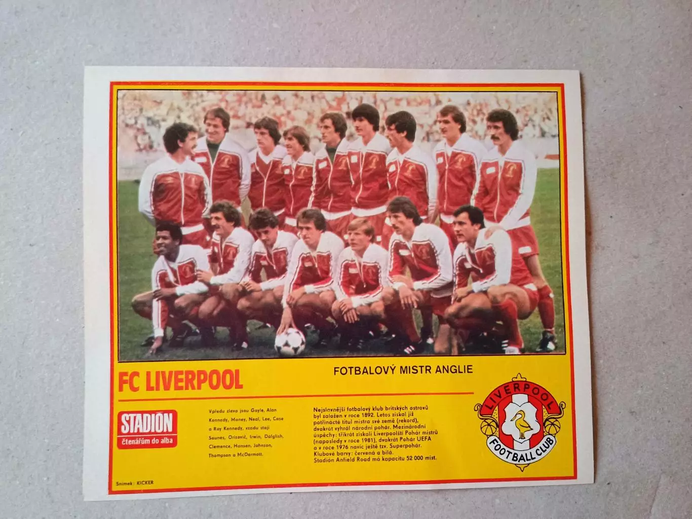 Плакат из журнала ,,Stadion- Liverpool