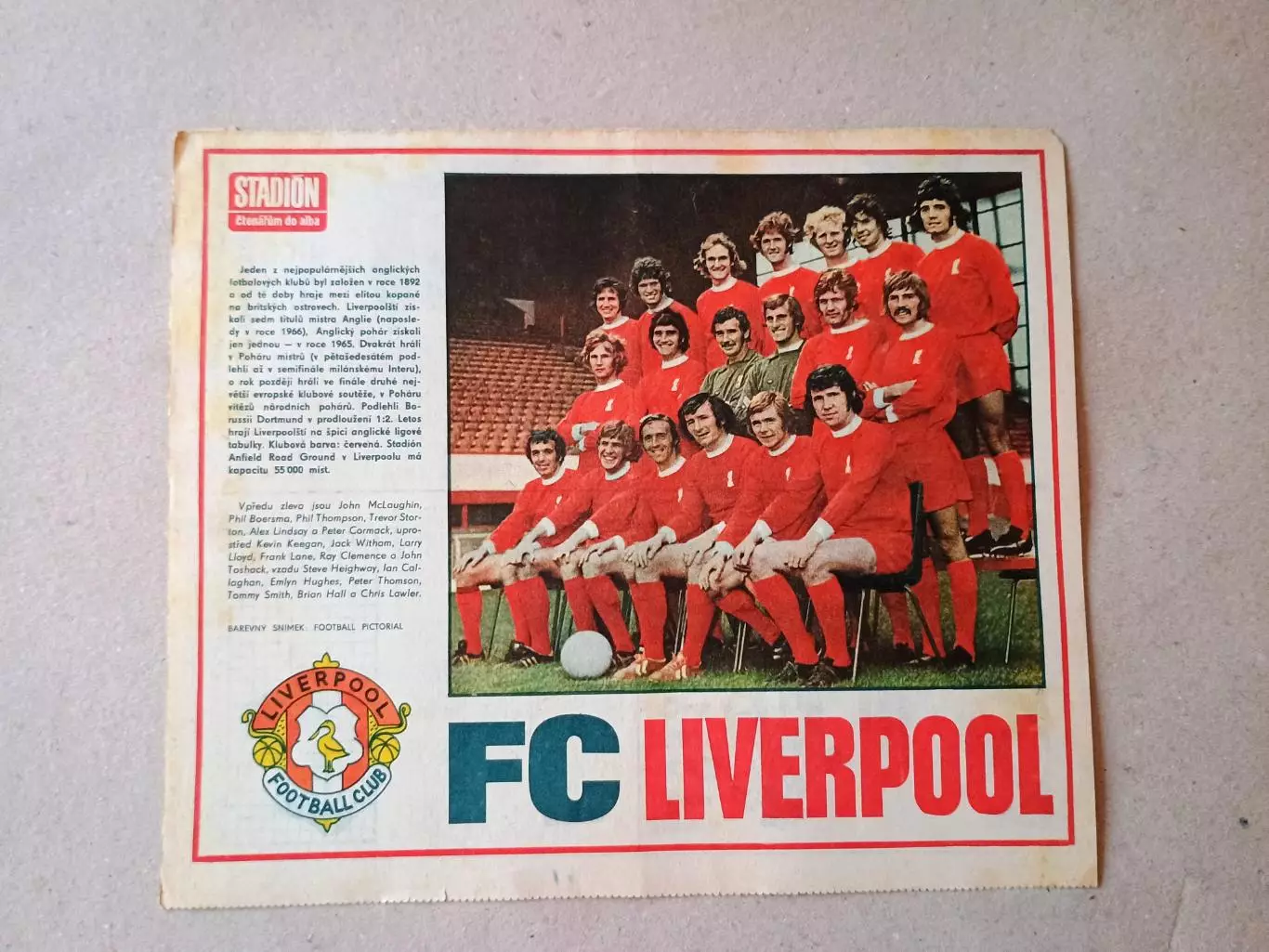 Плакат из журнала ,,Stadion- Liverpool 5