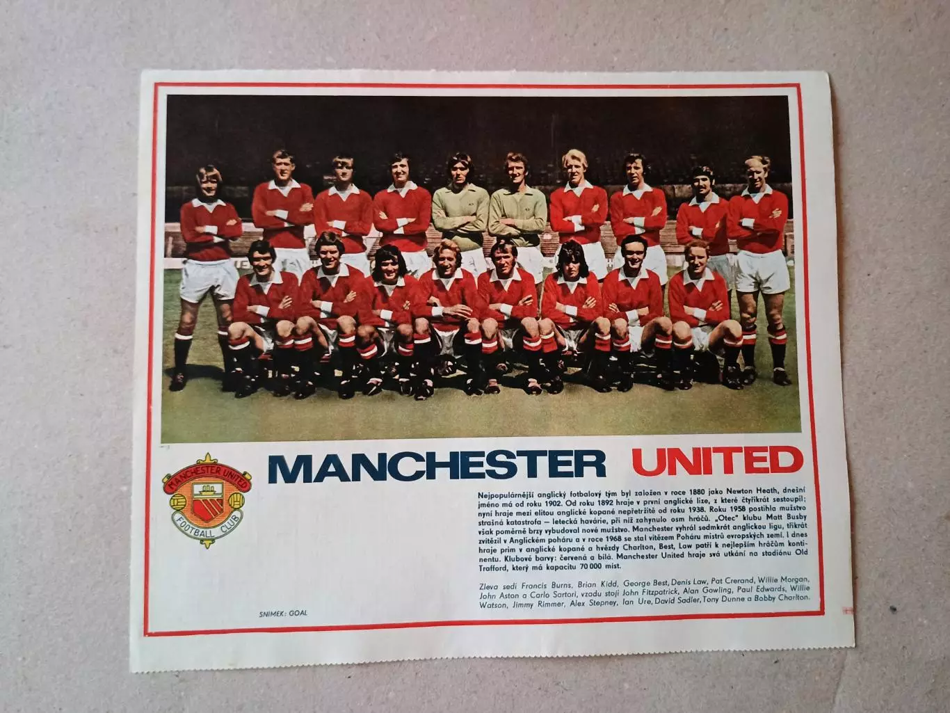Плакат из журнала ,,Stadion-Manchester United 2