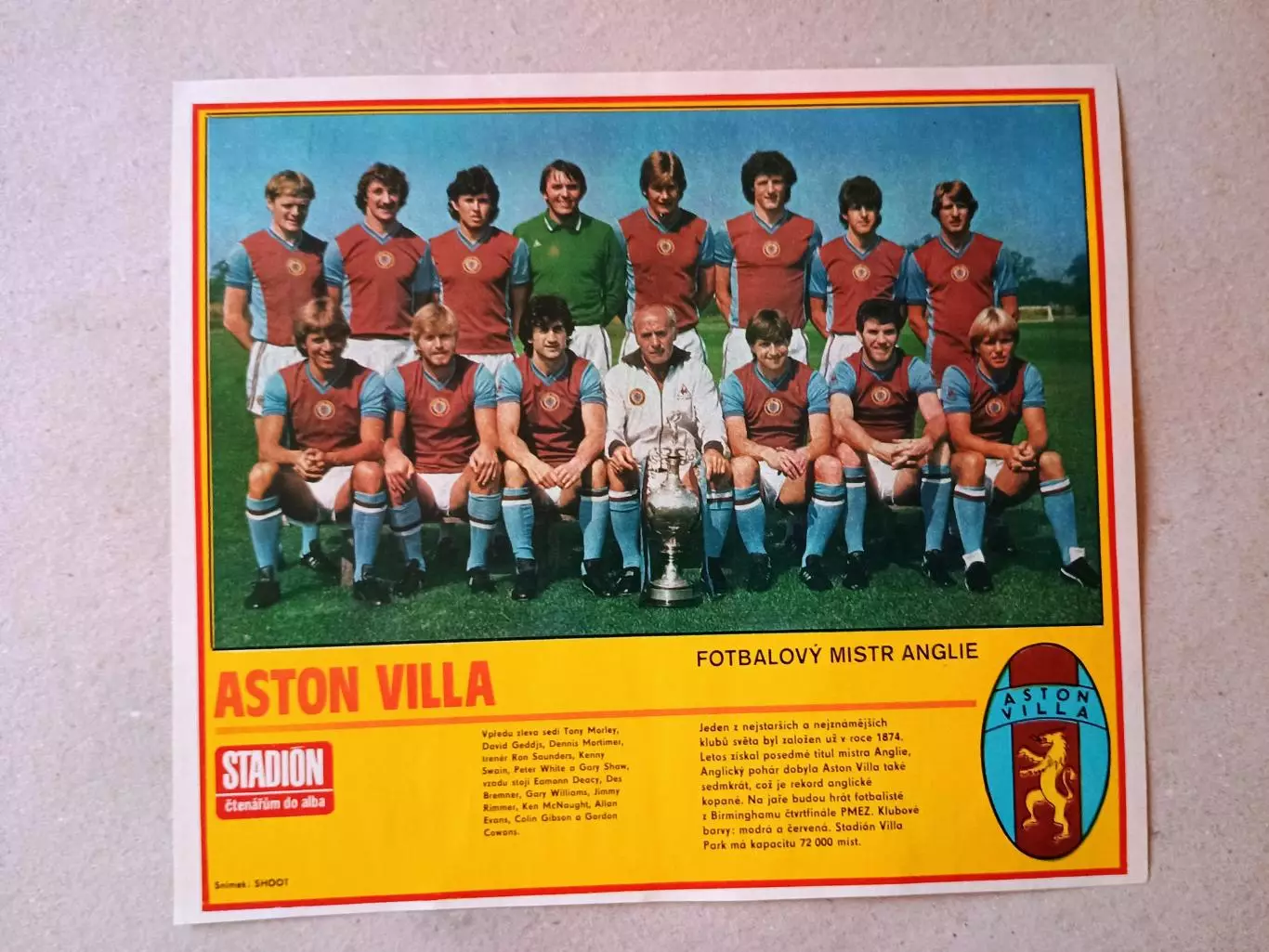 Плакат из журнала ,,Stadion- Aston Villa 6