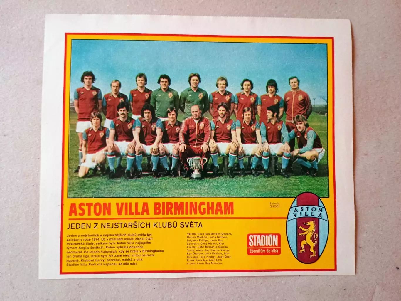 Плакат из журнала ,,Stadion- Aston Villa 7