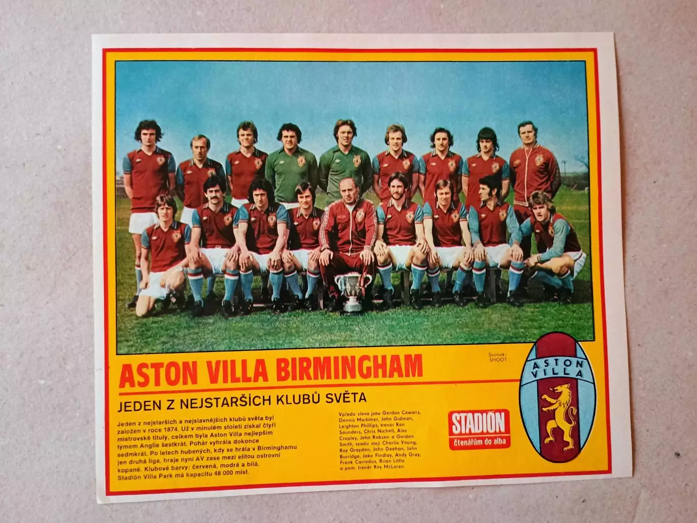 Плакат из журнала ,,Stadion- Aston Villa 8