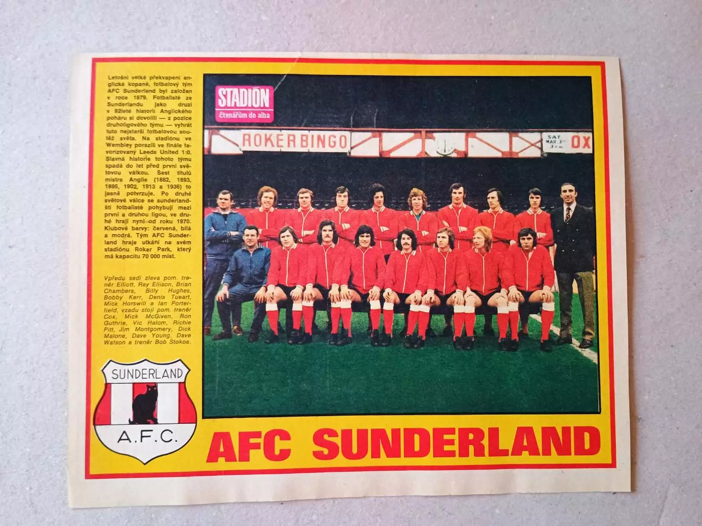 Плакат из журнала ,,Stadion- Sunderland
