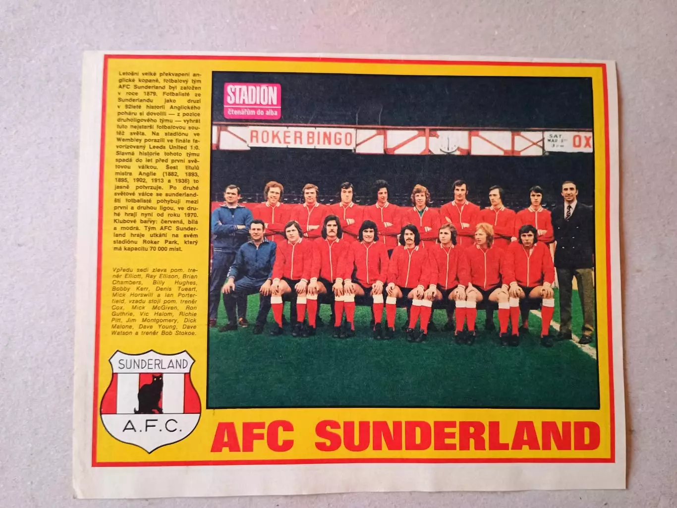 Плакат из журнала ,,Stadion- Sunderland 2