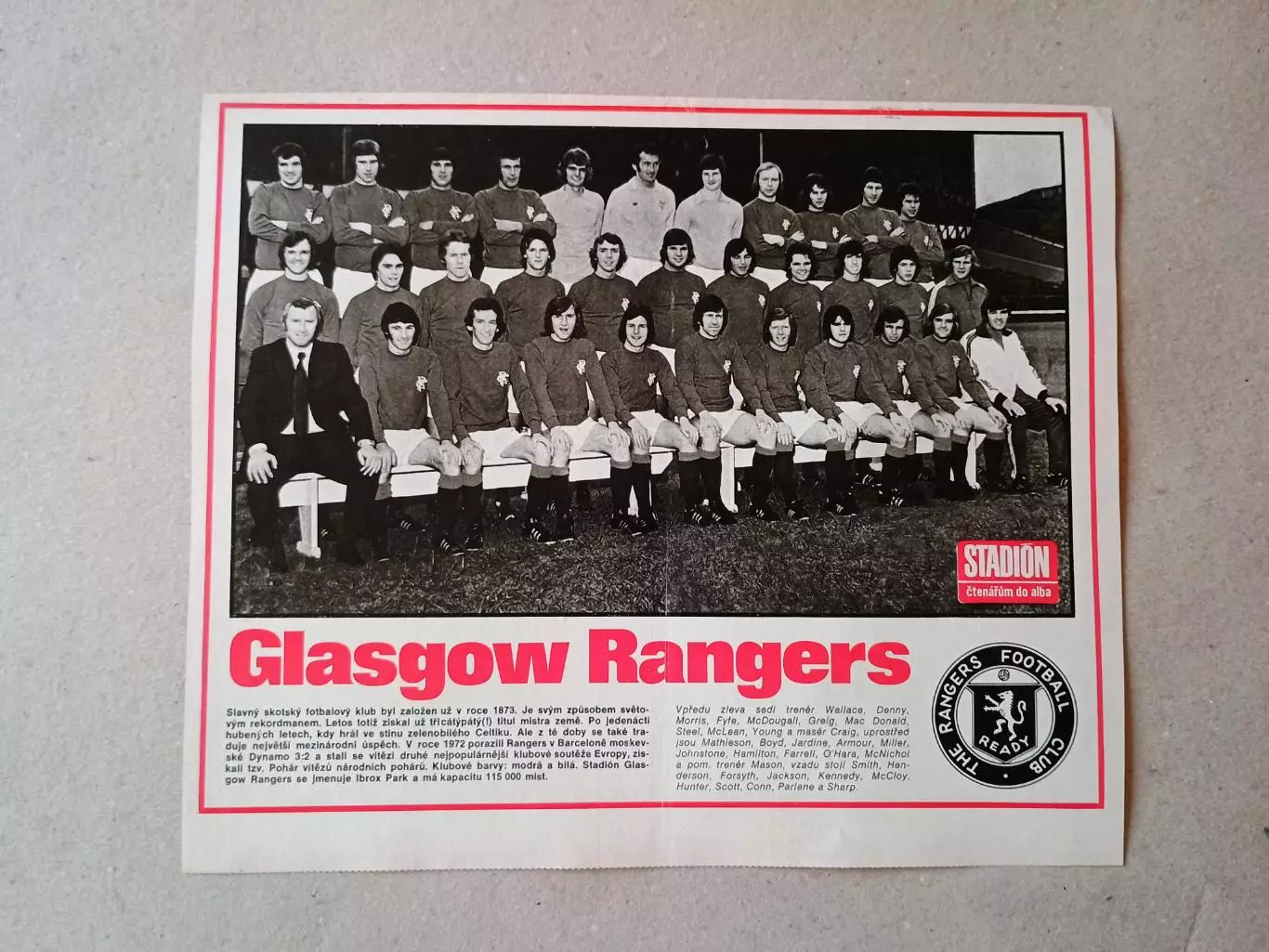 Плакат из журнала ,,Stadion- Rangers 3