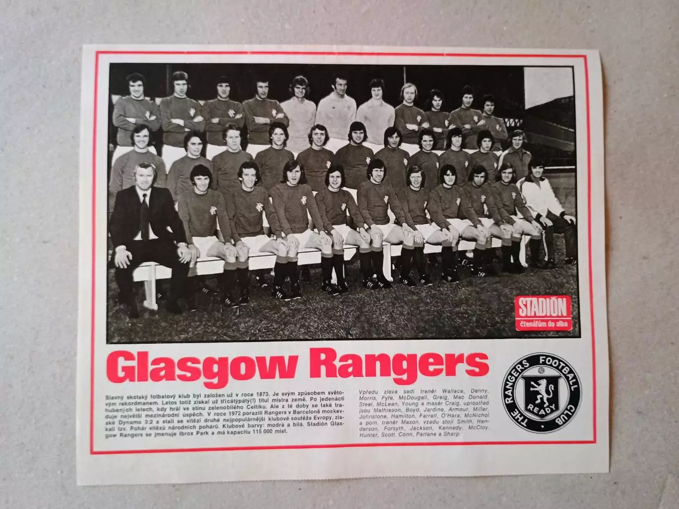 Плакат из журнала ,,Stadion- Rangers 4