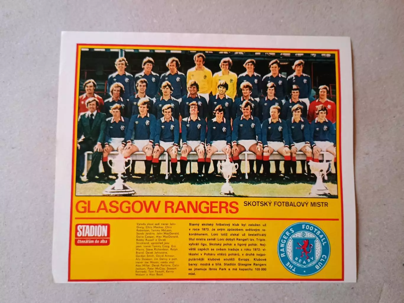 Плакат из журнала ,,Stadion- Rangers 7