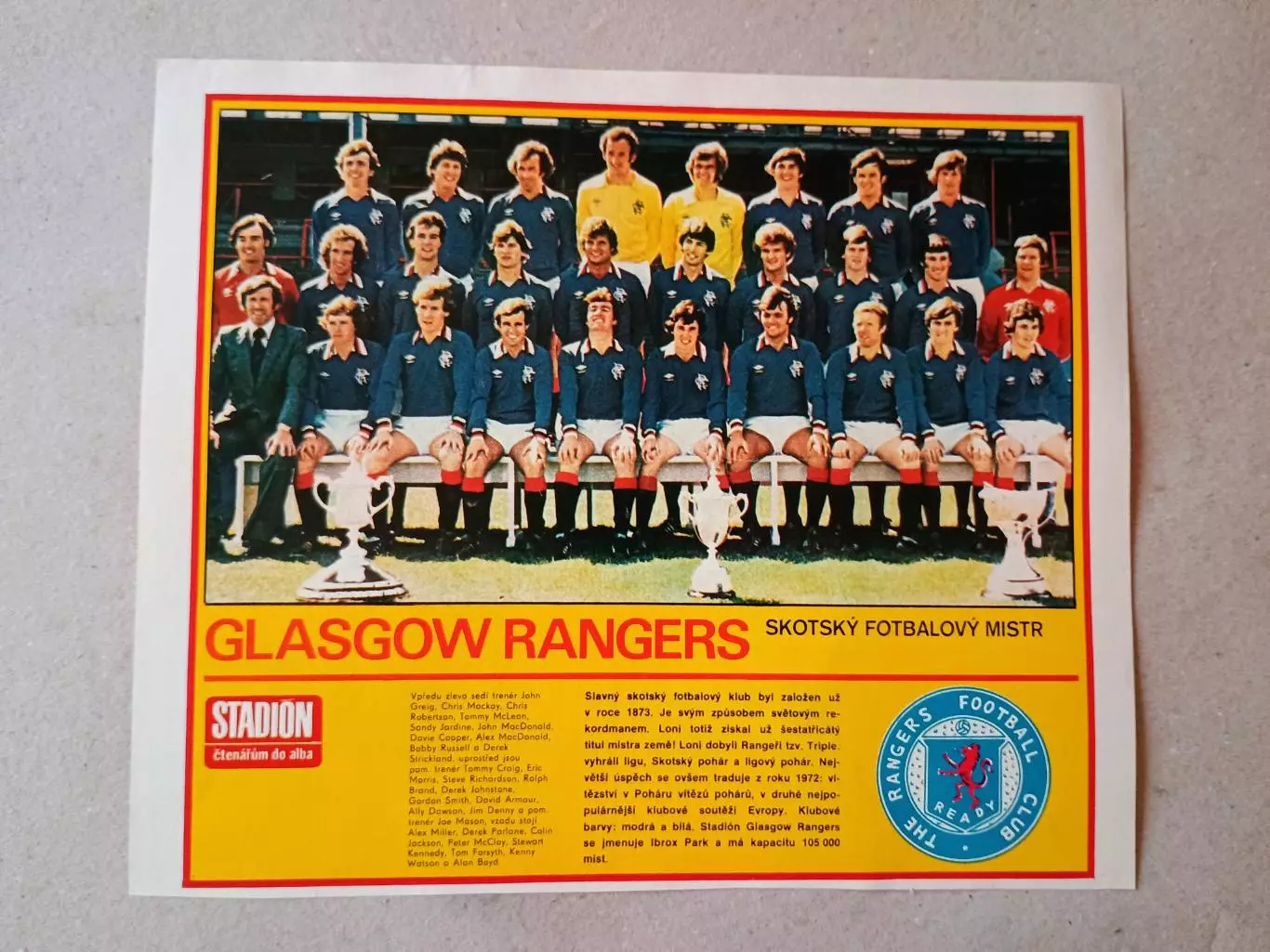 Плакат из журнала ,,Stadion- Rangers 8