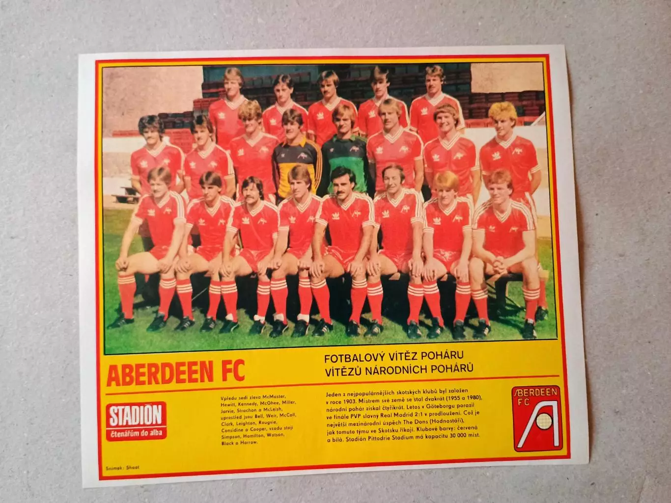 Плакат из журнала ,,Stadion- Aberdeen 4