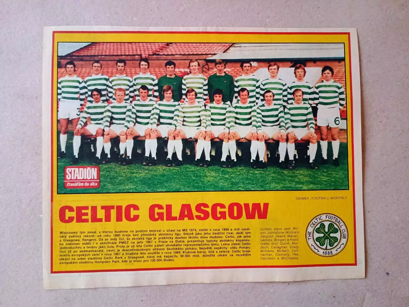 Плакат из журнала ,,Stadion- Celtic