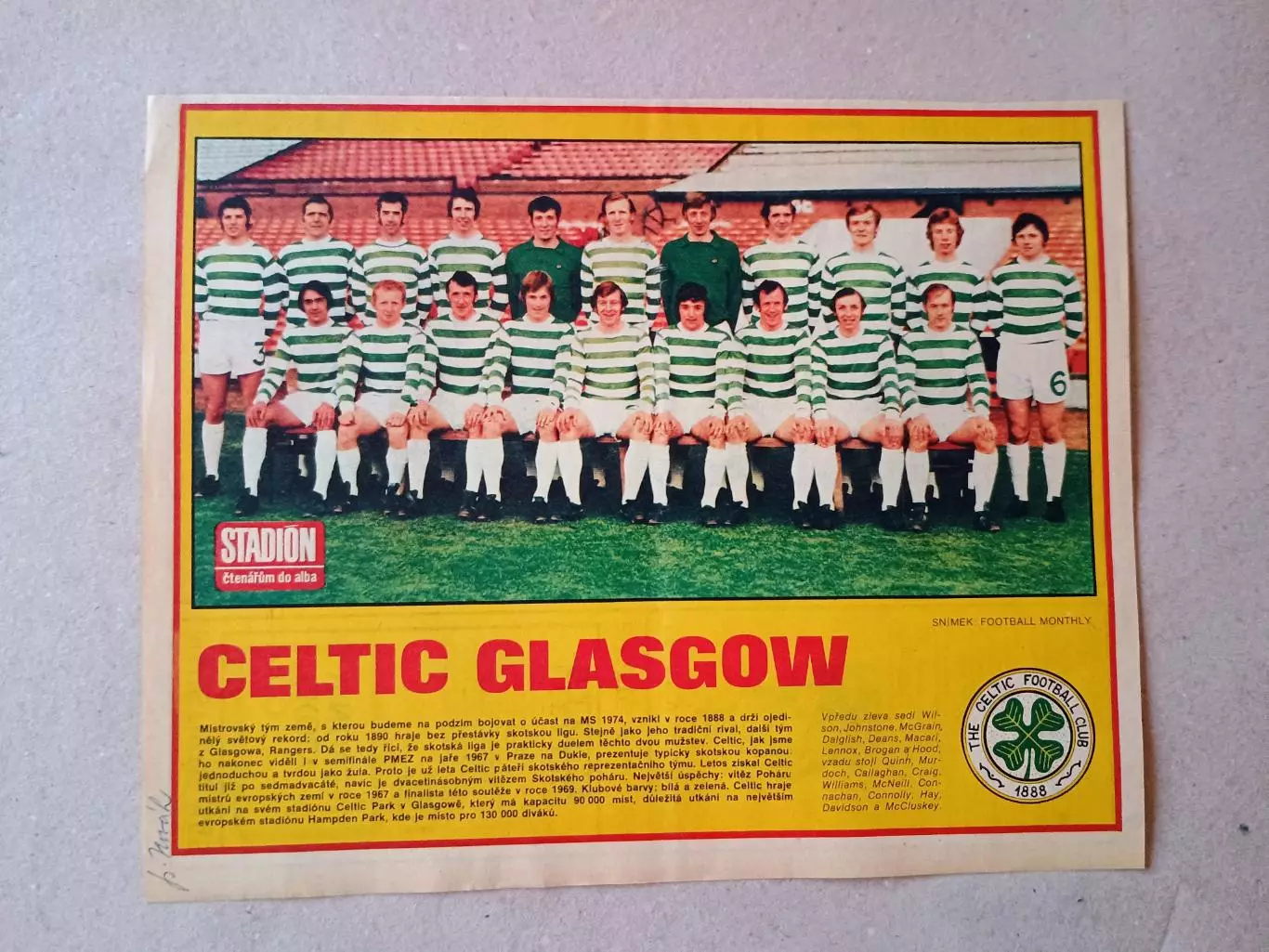 Плакат из журнала ,,Stadion- Celtic 2