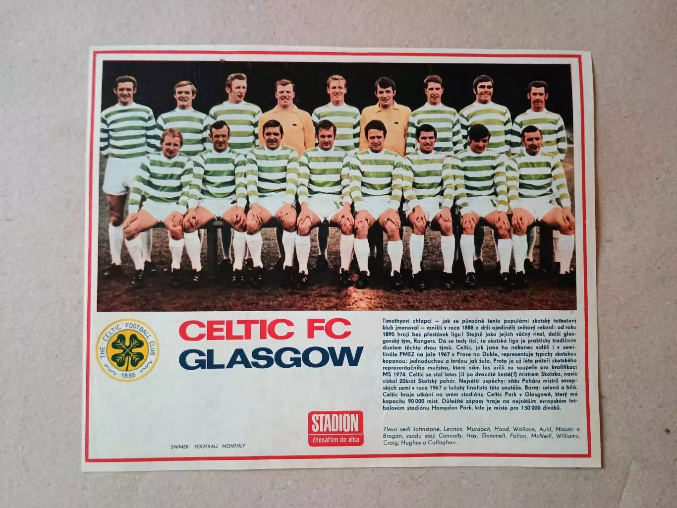 Плакат из журнала ,,Stadion- Celtic 9