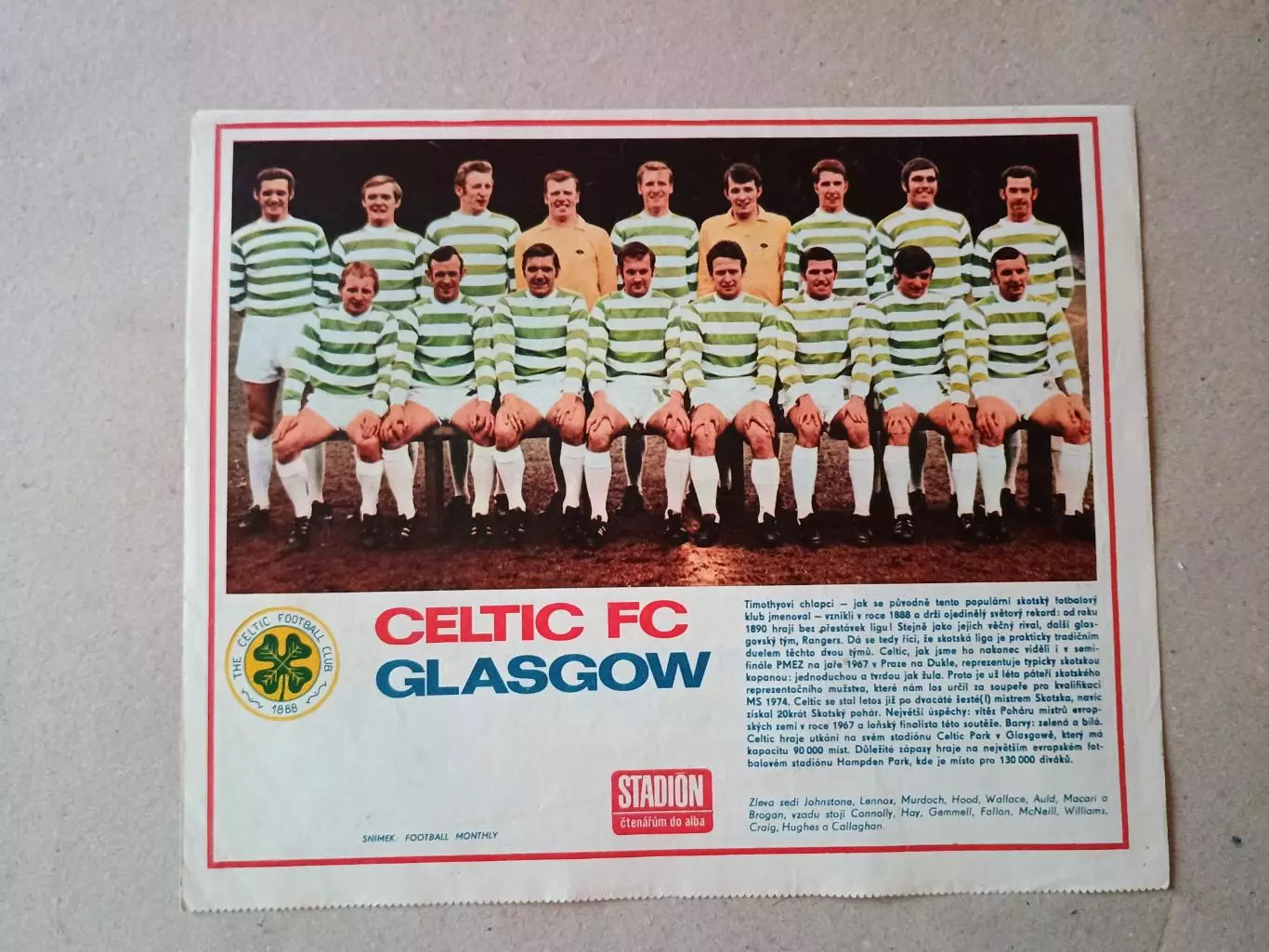 Плакат из журнала ,,Stadion- Celtic 10