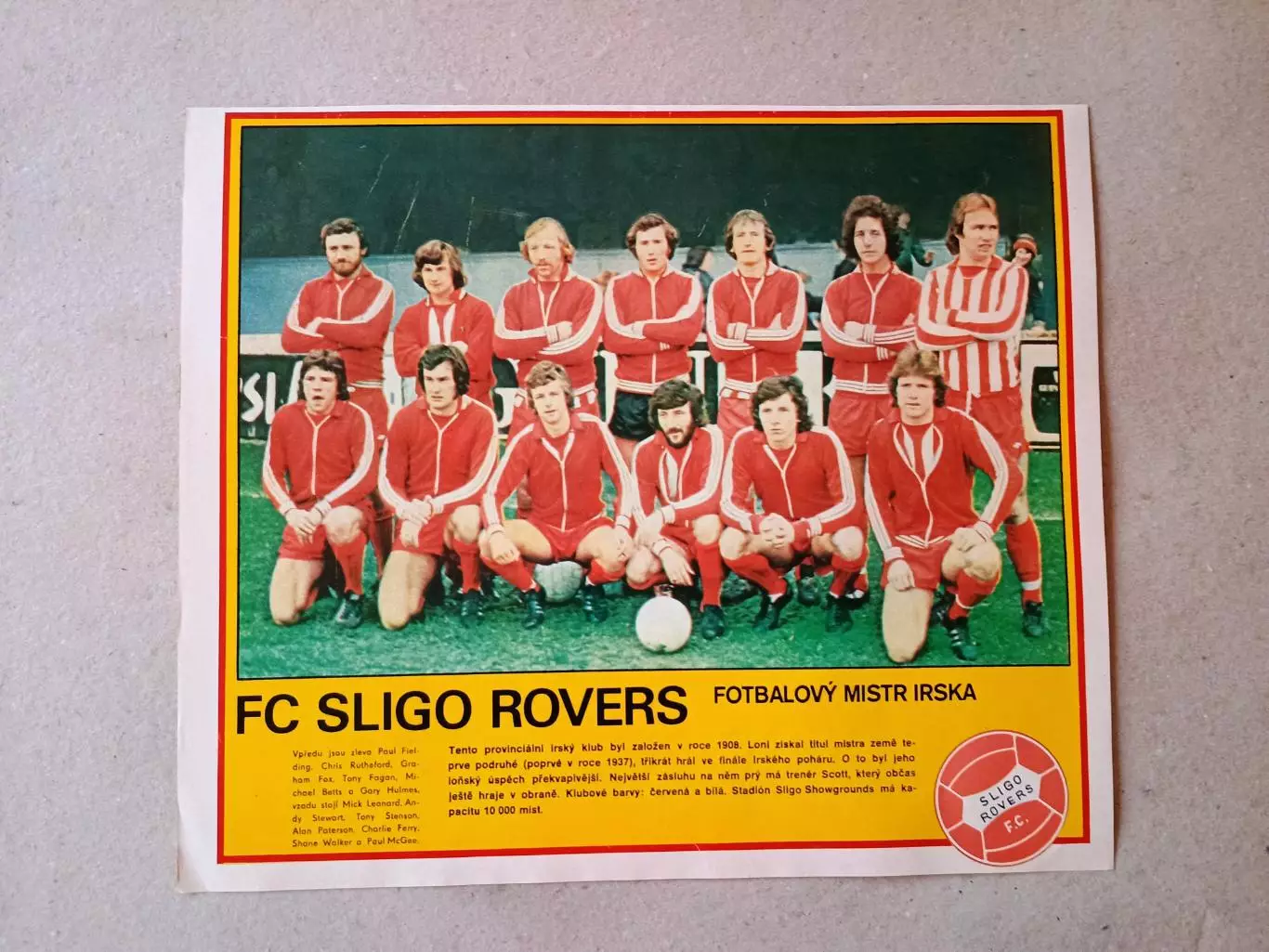 Плакат из журнала ,,Stadion- Sligo Rovers 2