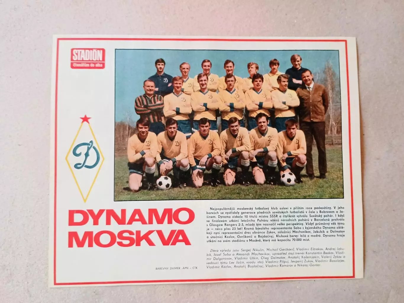 Плакат из журнала ,,Stadion- Dynamo 4