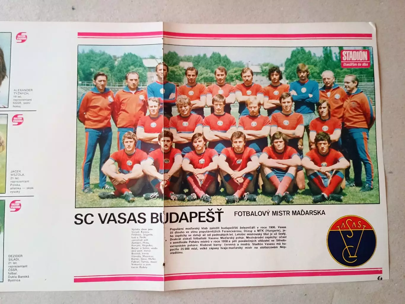 Плакат из журнала ,,Stadion- Vasas