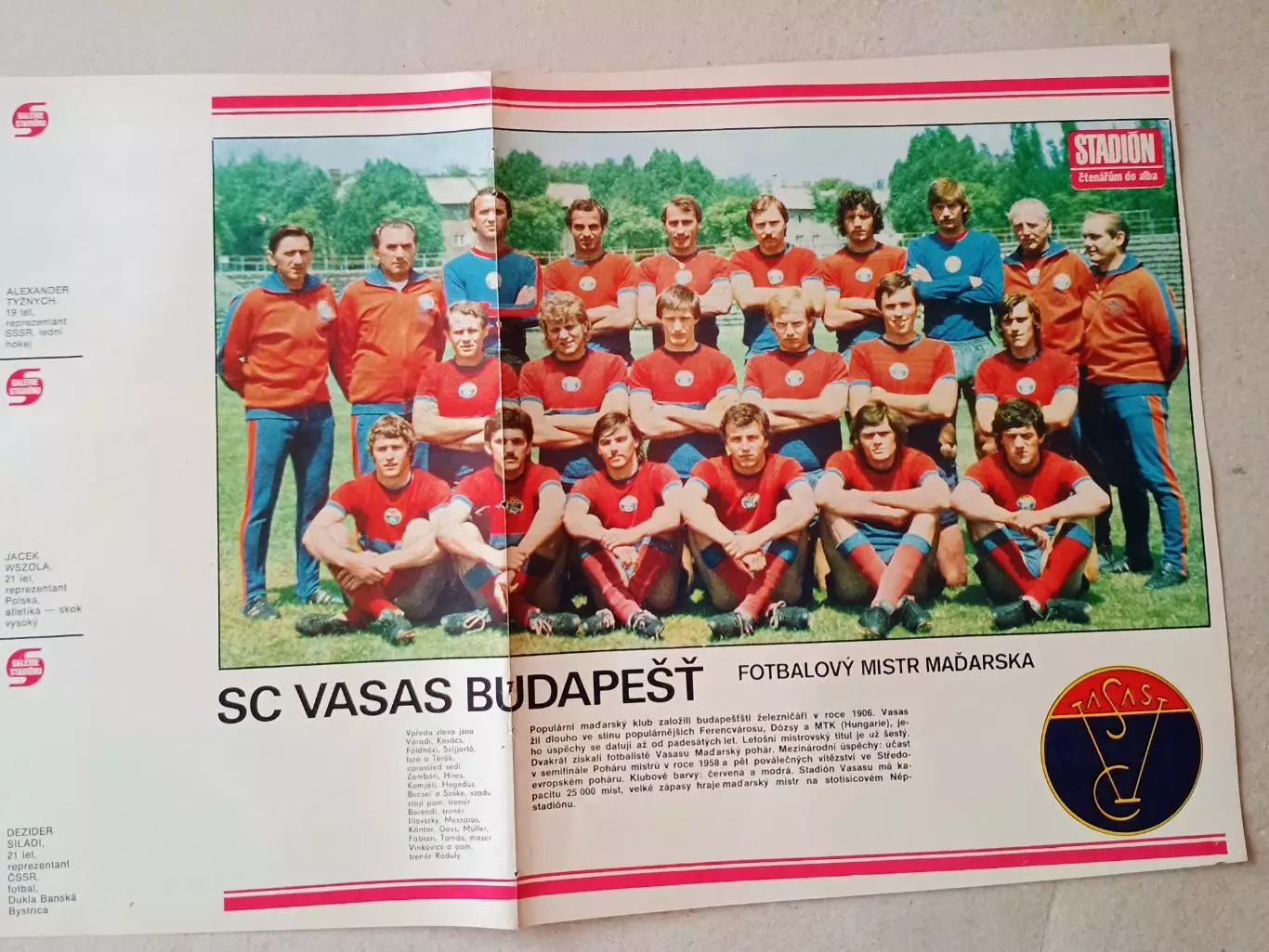 Плакат из журнала ,,Stadion- Vasas 2