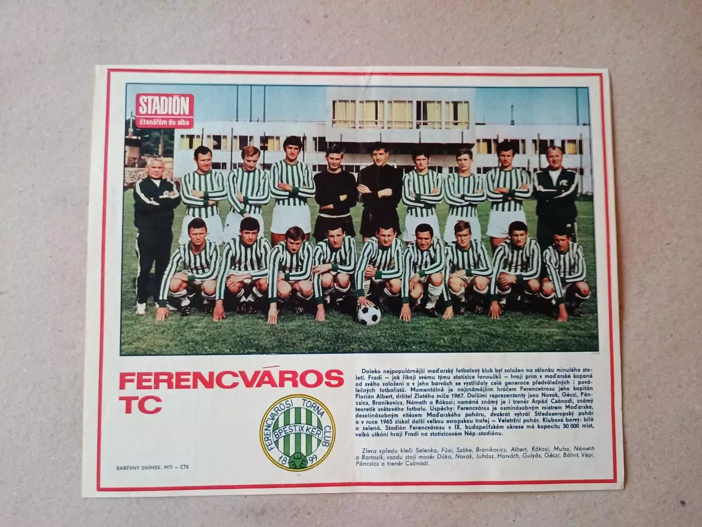 Плакат из журнала ,,Stadion- Ferencvaros 7