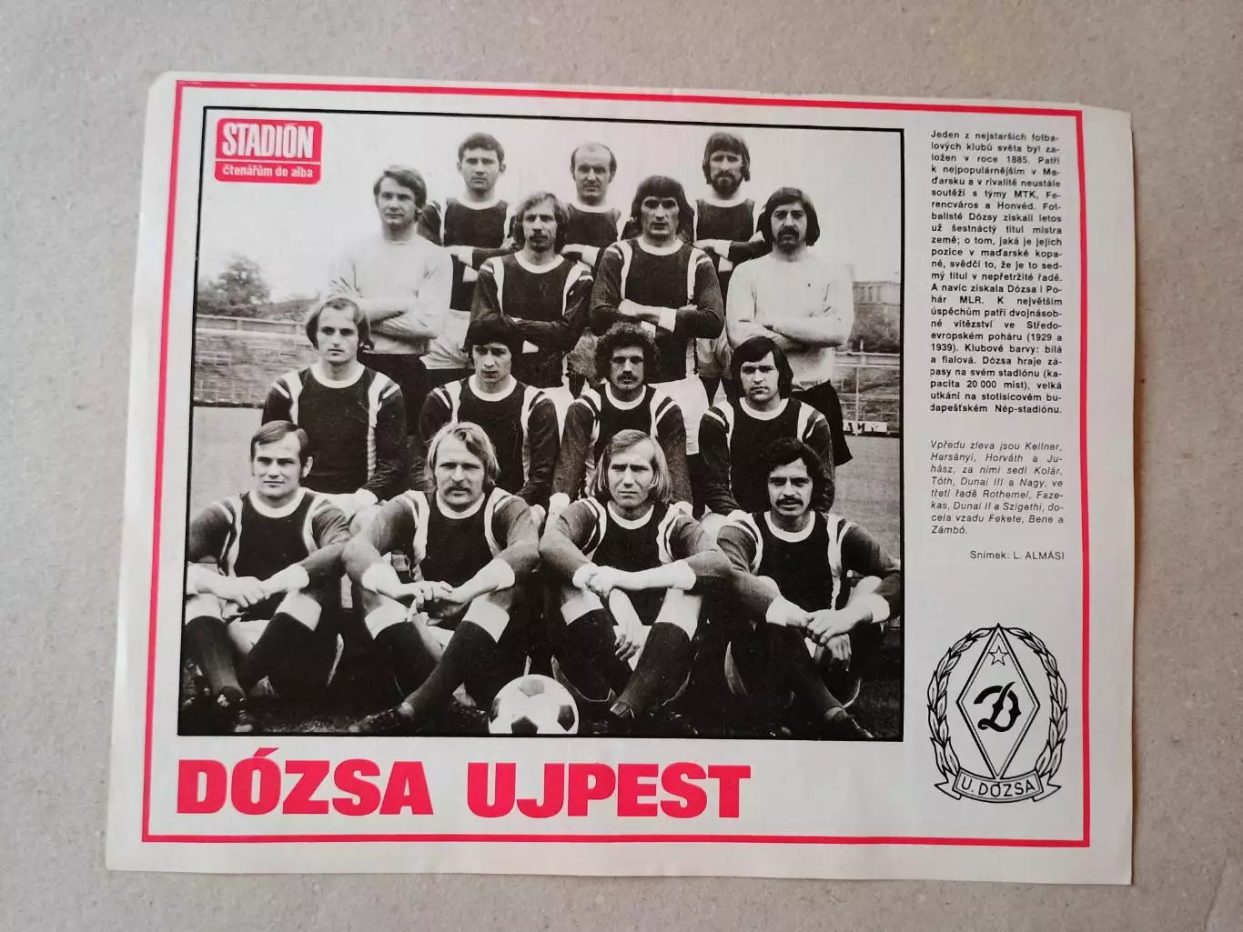 Плакат из журнала ,,Stadion- Dozsa 5