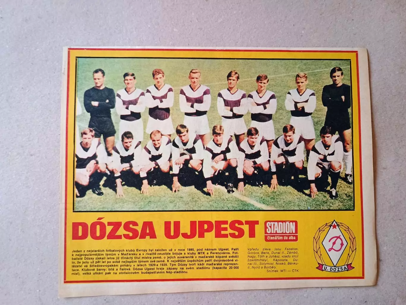 Плакат из журнала ,,Stadion- Dozsa 7
