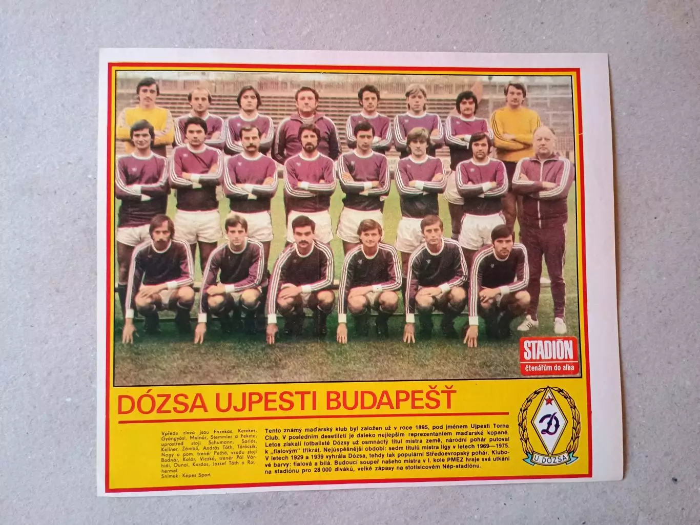 Плакат из журнала ,,Stadion- Dozsa 10