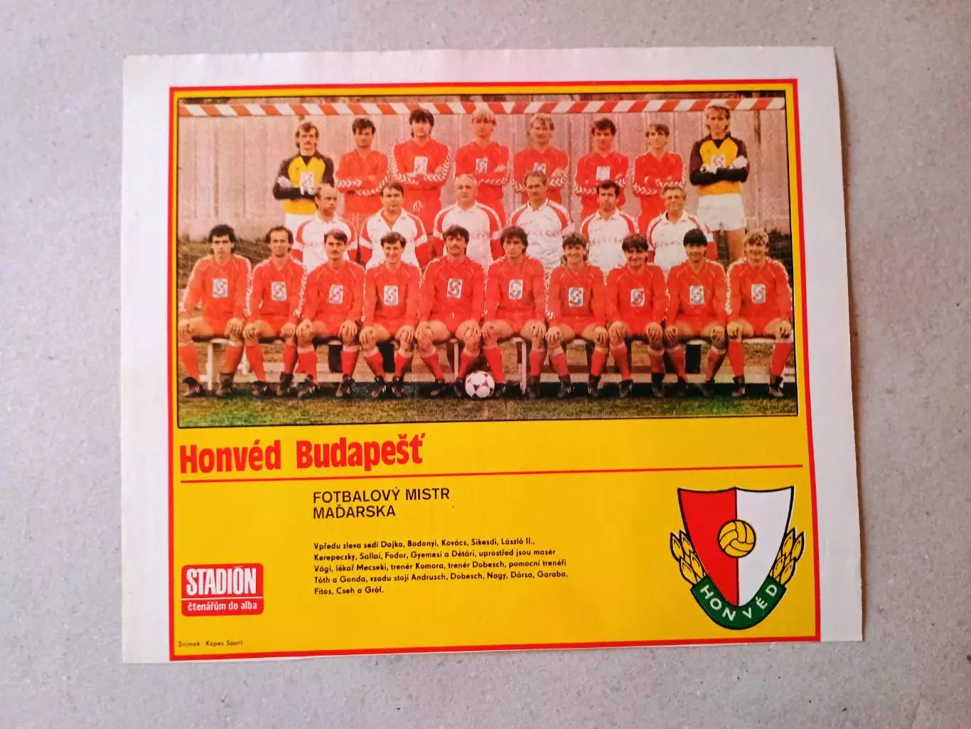 Плакат из журнала ,,Stadion- Honved