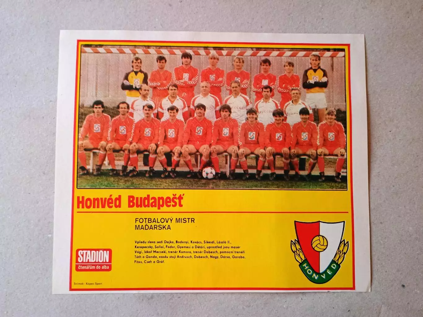 Плакат из журнала ,,Stadion- Honved 2