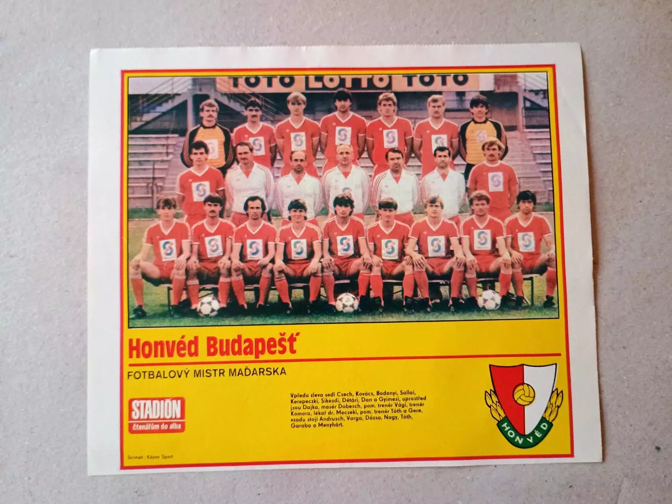 Плакат из журнала ,,Stadion- Honved 3