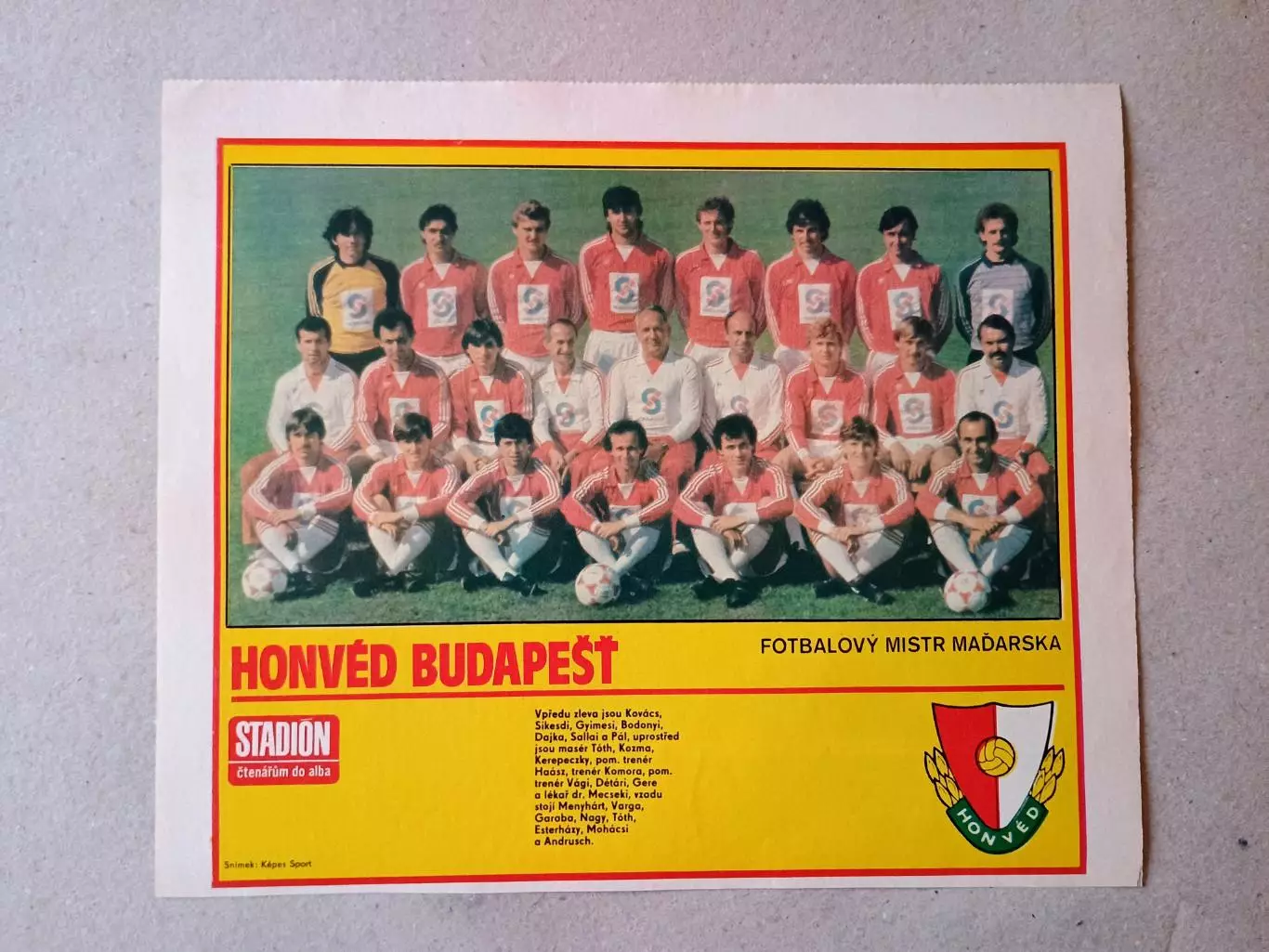 Плакат из журнала ,,Stadion- Honved 7
