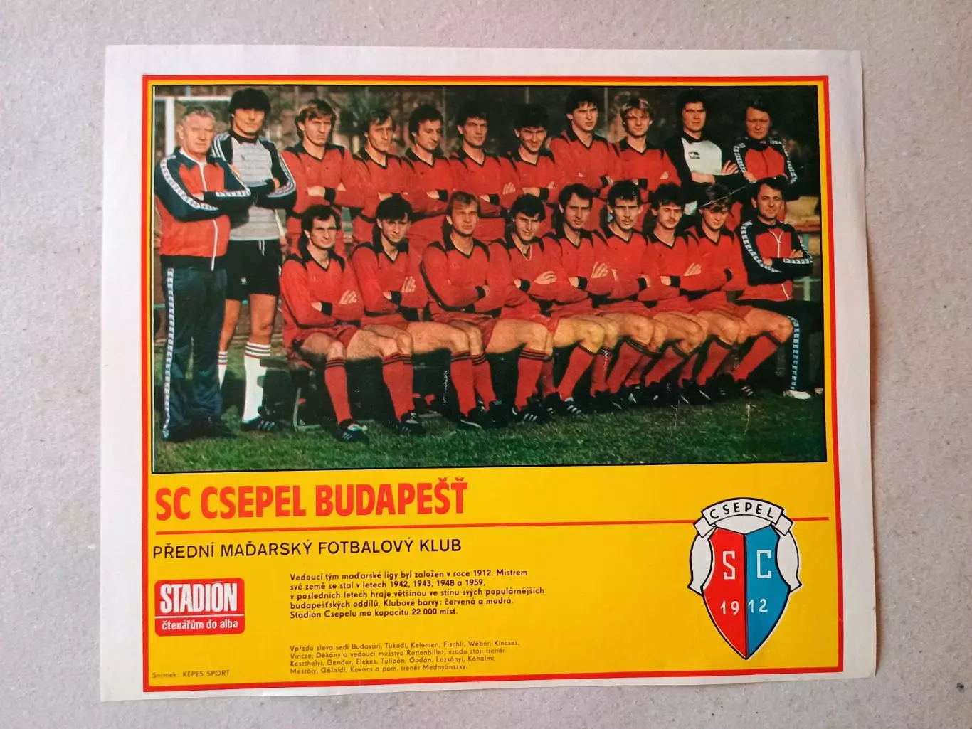 Плакат из журнала ,,Stadion- Csepel