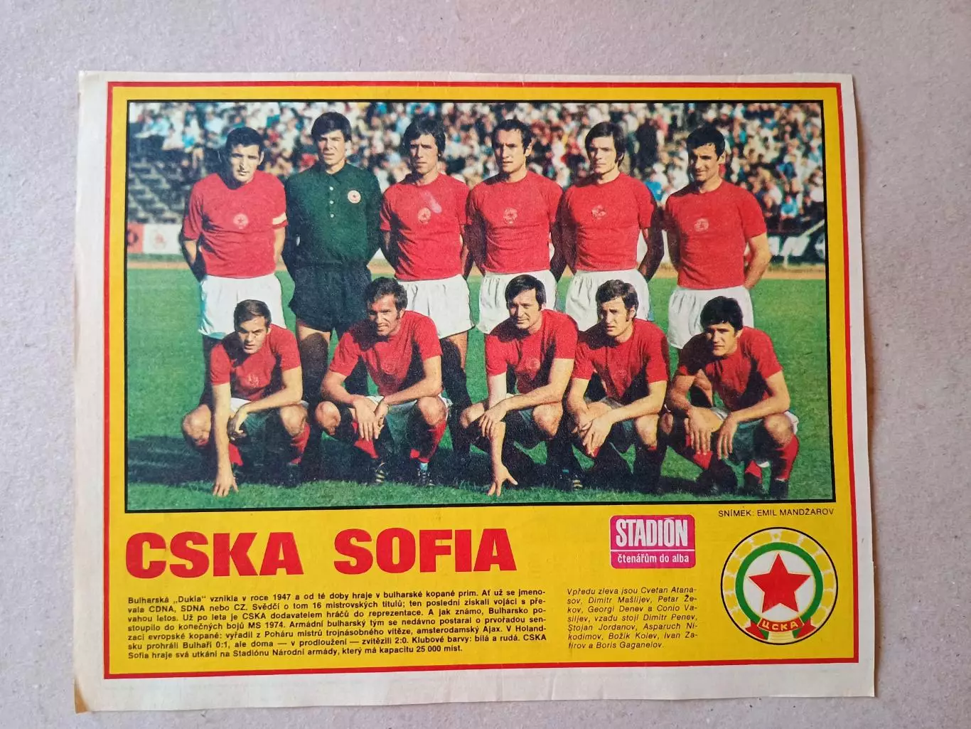 Плакат из журнала ,,Stadion- CSKA Sofia 3