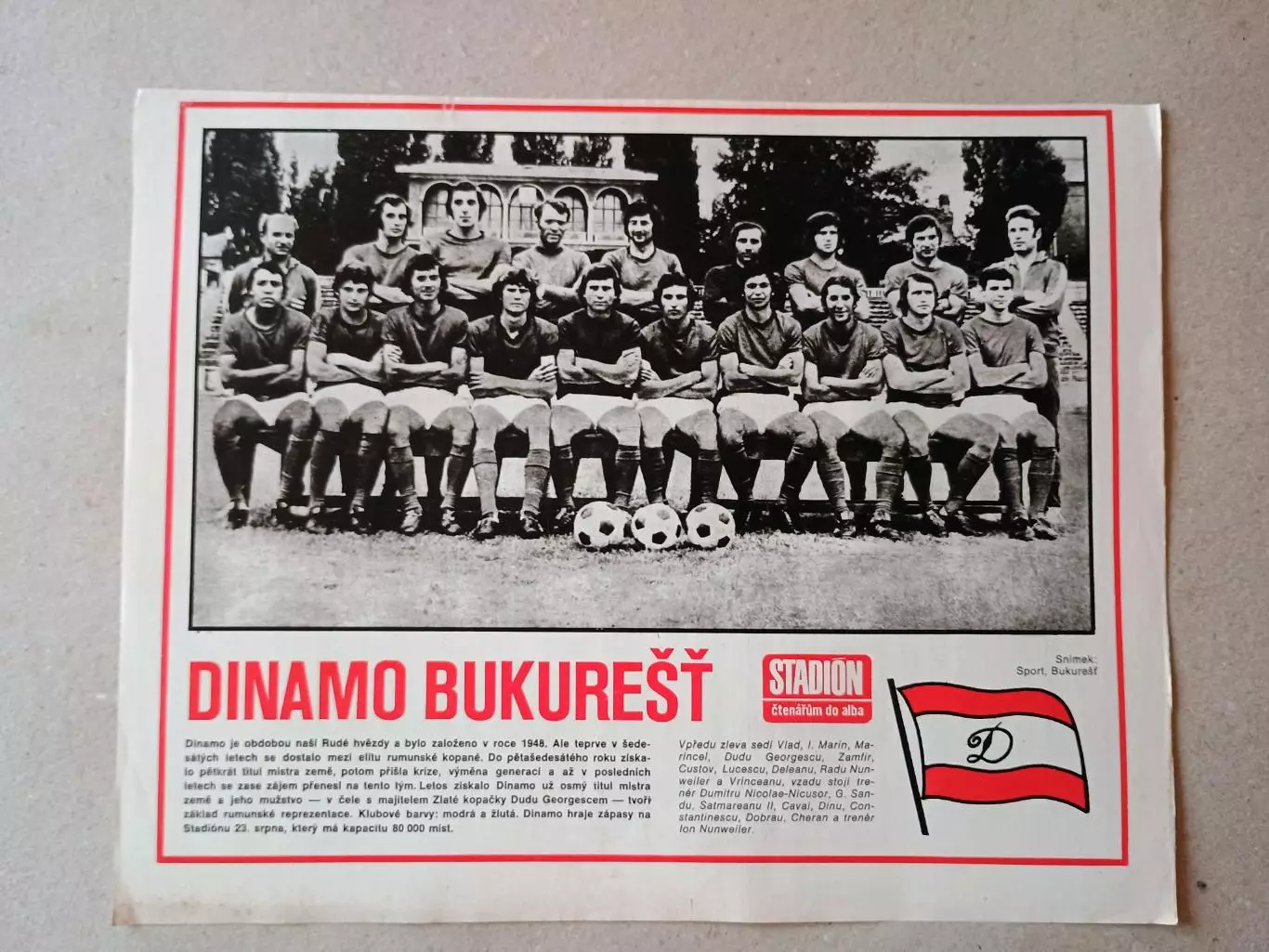 Плакат из журнала ,,Stadion- Dinamo