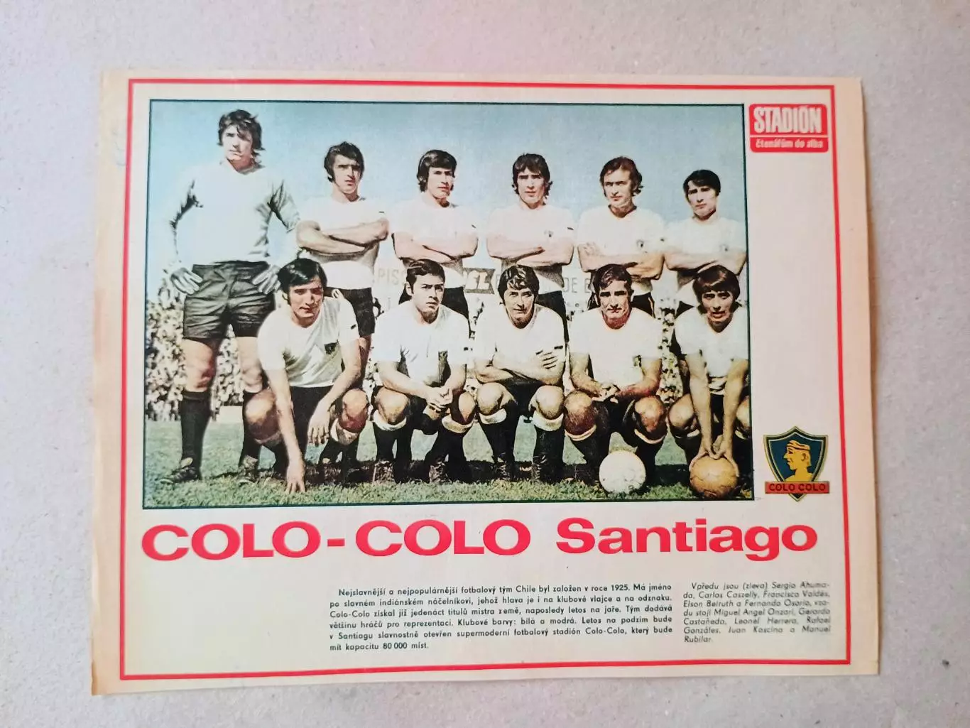 Плакат из журнала ,,Stadion- Colo Colo