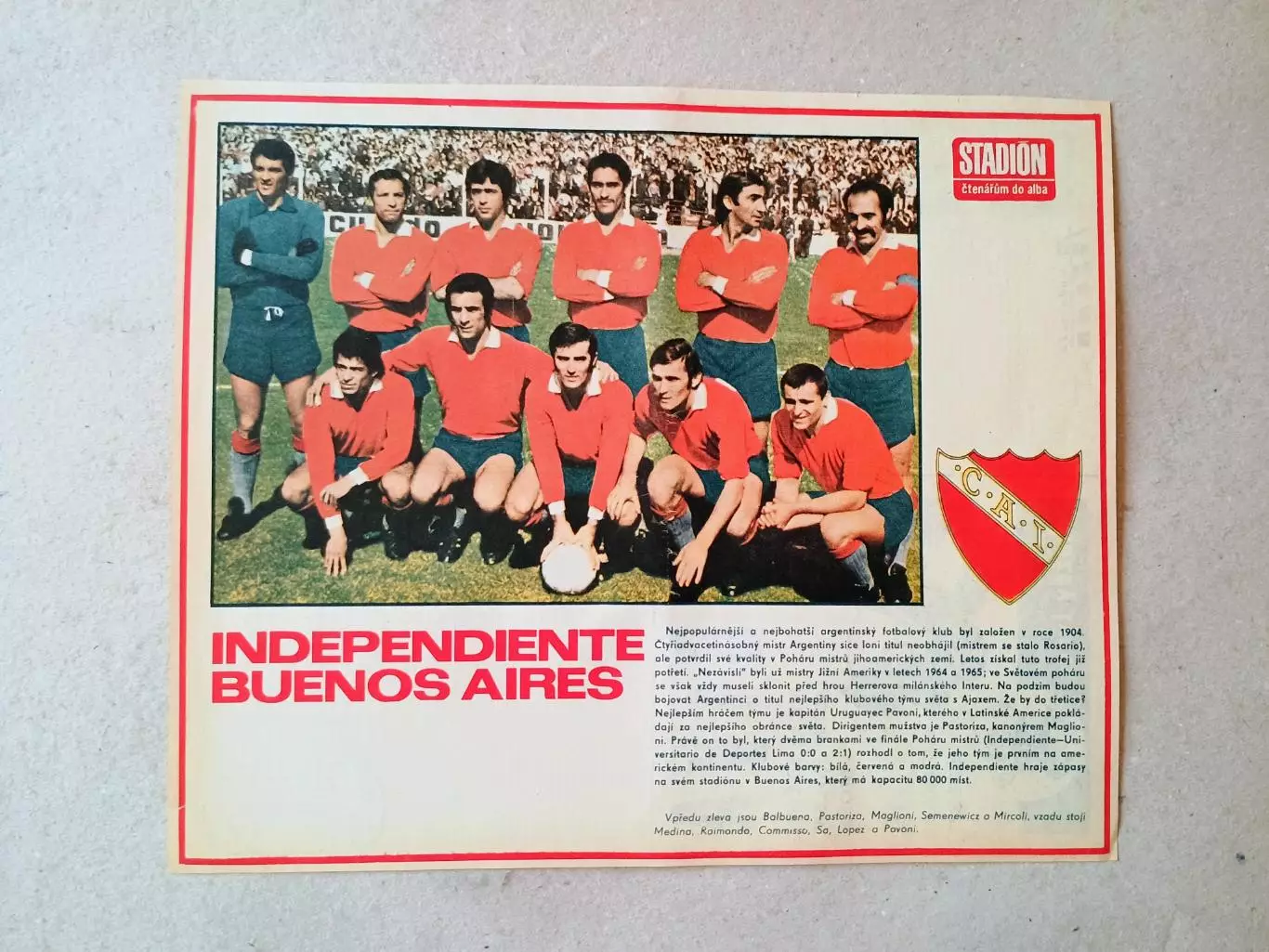 Плакат из журнала ,,Stadion- Independiente 5