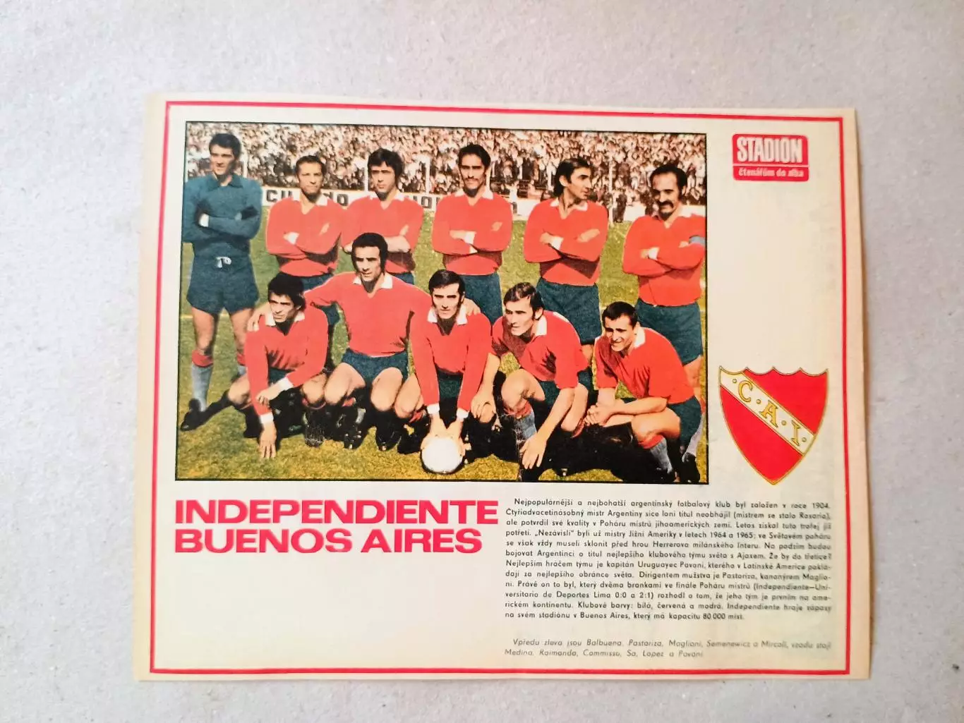 Плакат из журнала ,,Stadion- Independiente 6