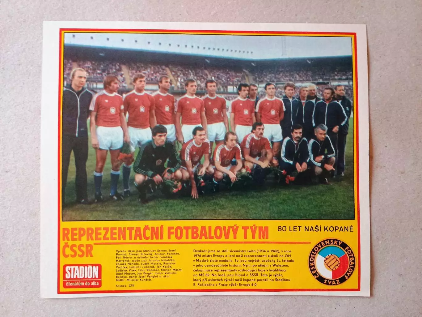 Плакат из журнала ,,Stadion- Czechoslovakia 9
