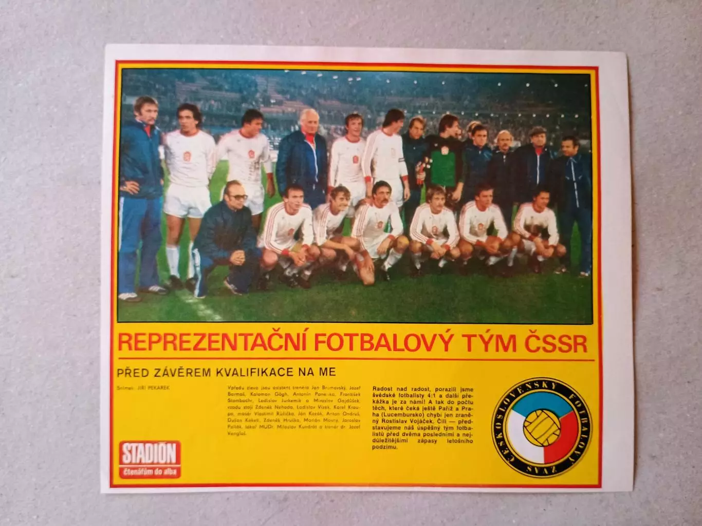 Плакат из журнала ,,Stadion- Czechoslovakia 10