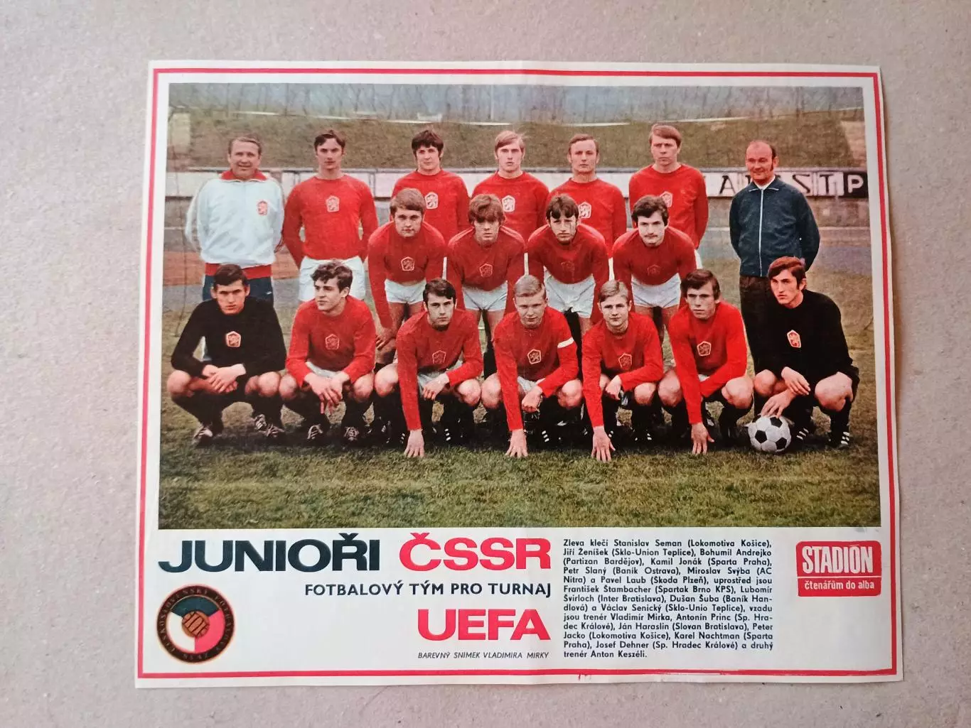 Плакат из журнала ,,Stadion- Czechoslovakia U- 23