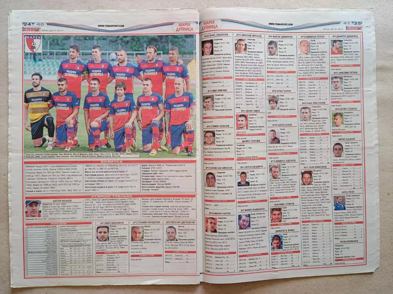 Футбольные команды 1-й болгарской лиги 2014/15 1
