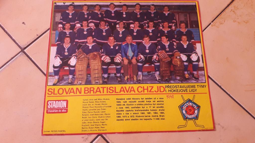 Хоккейная команда Slovan Bratislava 1978