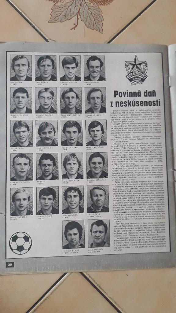 Start Журнал, Чехословацкая футбольная лига 1979/80 6