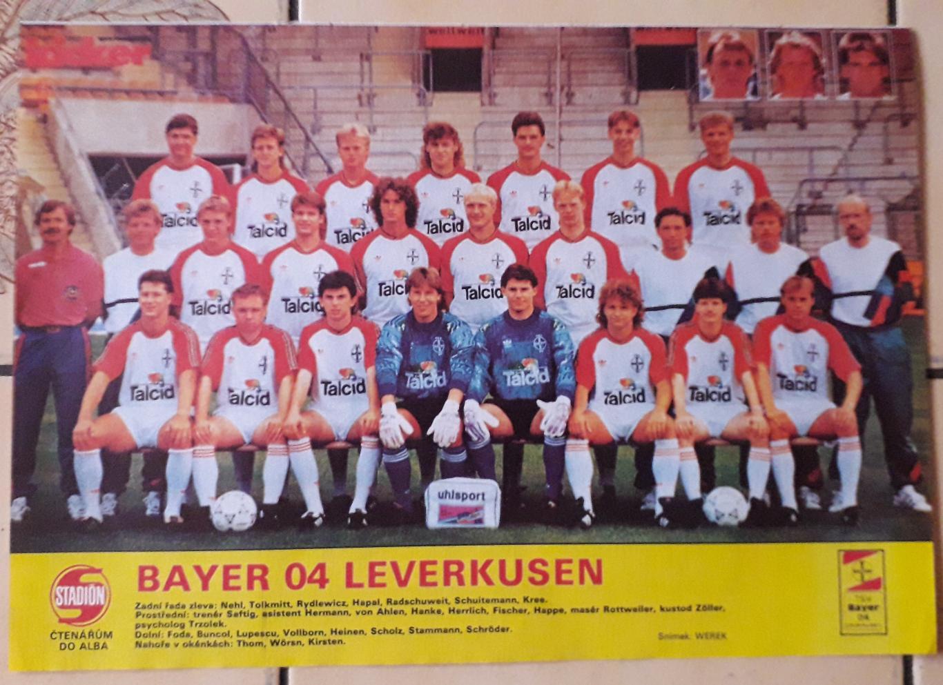 Bayer Leverkusen.Плакат формата А4 из журнала Stadion.